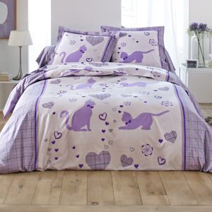 Blancheporte Detská posteľná súprava Doudou s potlačou lapača snov, bavlna lila napínacia plachta 140x190cm