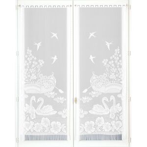 Blancheporte Rovná vitrážované záclona s motívom labutí, 1 pár biela 60x160cm