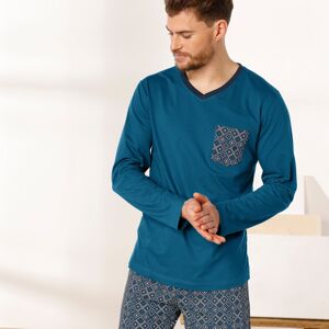 Blancheporte Pyžamové tričko s dlhými rukávmi, modré modrá 127/136 (3XL)