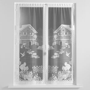 Blancheporte Rovné vitrážové záclonky s motívom veveričiek, súprava 1 pár biela 44x160cm