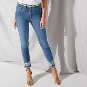 Blancheporte 7/8 džínsy s výšivkou zapratá modrá 54