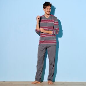 Blancheporte Pyžamo s nohavicami, prúžkovaná potlač sivá/červená 77/86 (S)
