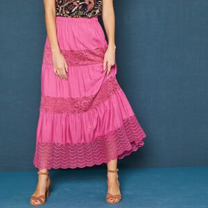 Blancheporte Dlhá sukňa s macramé ružové drevo 52
