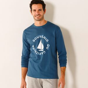 Blancheporte Pyžamové tričko s dlhými rukávmi, motív "loď" modrá 137/146 (4XL)