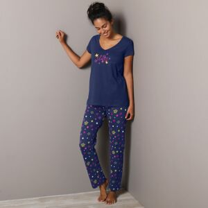 Blancheporte Dlouhé pyžamové nohavice Estrella s potlačou hviezdičiek námornická modrá 42/44