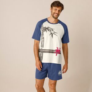 Blancheporte Pyžamo so šortkami s motívom bambusu ražná/indigo 147/156 (5XL)