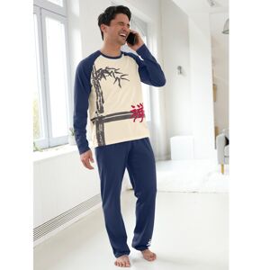 Blancheporte Pánske pyžamo s dlhými rukávmi, motív bambusu ražná/indigo 107/116 (XL)