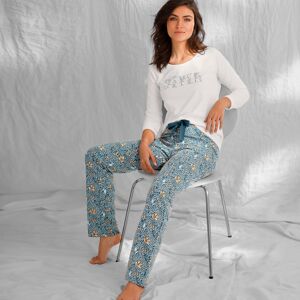 Blancheporte Pyžamové nohavice s potlačou, bio bavlna modrá 50