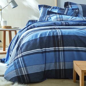 Blancheporte Flanelová posteľná bielizeň Scott zn. Colombine, farbené vlákna modrá obliečka na vank. 63x63cm+ lem