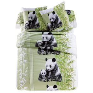 Blancheporte Posteľná bielizeň Panda s potlačou, polycoton zelená napínacia plachta 90x190cm
