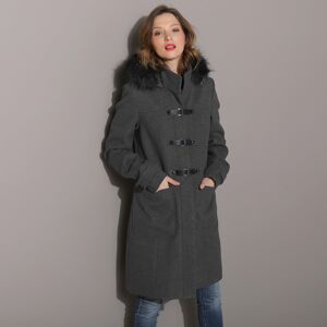Blancheporte Jednofarebný kabát duffle-coat s kapucňou antracitový melír 46