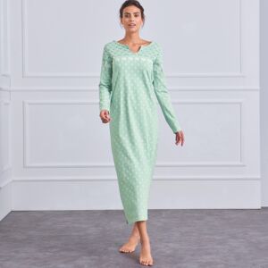 Blancheporte Dlhá nočná košeľa s dlhými rukávmi morská zelená 50