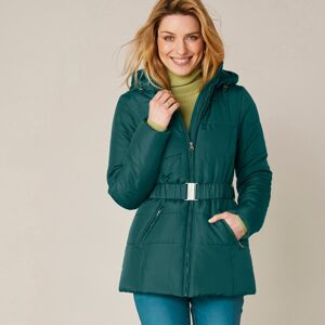 Blancheporte Prešívaná bunda na zips s opaskom, krátka zelená jedľová 48