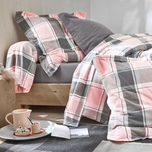 Blancheporte Flanelová posteľná bielizeň Scott zn. Colombine, farbené vlákna ružová obliečka na prikrývku140x200cm