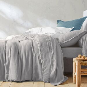 Blancheporte Jednofarebná posteľná bielizeň z ľanu v zapratej úprave svetle sivá obliečka na prikrývku140x200cm