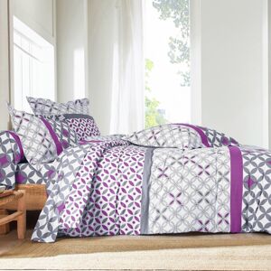 Blancheporte Bavlnená posteľná bielizeň Marlow s geometrickým vzorom, zn. Colombine, bavlna sivá/fialová obliečka na vank. 65x65cm+lem