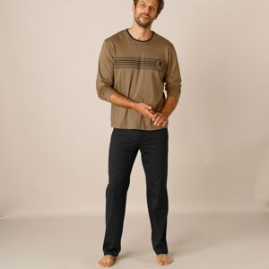 Blancheporte Pyžamo s nohavicami a dlhým rukávom čokoládová/čierna 127/136 (3XL)