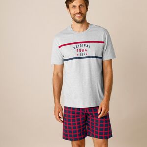 Blancheporte Pyžamové šortky s kockovaným vzorom nám.modrá/červená 48/50