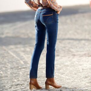 Blancheporte Rovné džínsy s výšivkou modrá 50