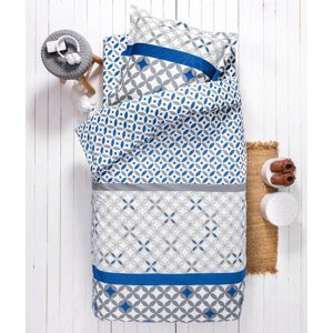 Blancheporte Detská posteľná bielizeň Marlow, bavlna, potlač s geometrickými vzormi sivá/modrá napínacia plachta 90x190cm
