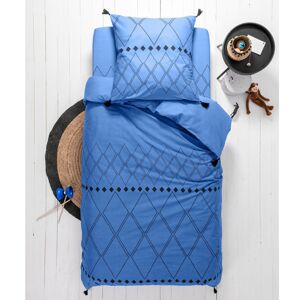 Blancheporte Detská posteľná bielizeň Massai, bavlna, potlač s grafickým vzorom zakončená str modrý oceán napínacia plachta 90x190cm