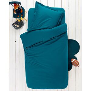 Blancheporte Detské jednofarebná posteľná bielizeň, bio bavlna pávie modrá obliečka na prikrývku140x200cm