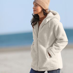 Blancheporte Buklé kabát s kapucňou a zipsovým zapínaním prírodná 38
