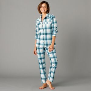 Blancheporte Flanelové pyžamo, kockované zelená jedľová 38/40