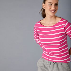 Blancheporte Pruhované tričko z bio bavlny, eco-friendly ružová/biela 38/40