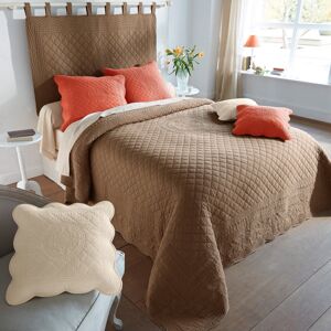 Blancheporte Jednofarebná prešívaná prikrývka na posteľ Cassandre hnedosivá obliečka na vank. 65x65cm+lem