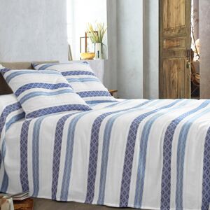 Blancheporte Prikrývka na posteľ s tkanými pruhmi modrá prehoz 150x150cm