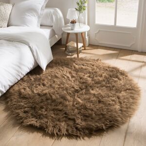 Blancheporte Okrúhly koberec s vysokým vlasom hnedosivá pr. 140 cm