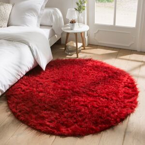 Blancheporte Okrúhly koberec s vysokým vlasom červená pr.70cm