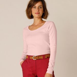 Blancheporte Jednofarebné tričko s dlhými rukávmi, bio bavlna ružová pudrová 34/36