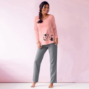 Blancheporte Pyžamo s potlačou mačky, súprava 2 ks broskyňová+svetlá tyrkysová 50