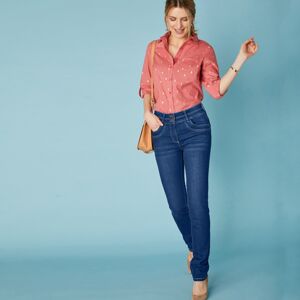 Blancheporte Rovné strečové džínsy, zapratý vzhľad tmavomodrá 48