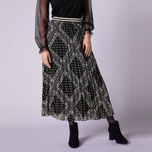 Blancheporte Dlhá plisovaná sukňa s potlačou čierna/ražná 46