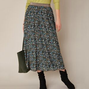 Blancheporte Dlhá rozšírená sukňa s potlačou kvetín khaki 52