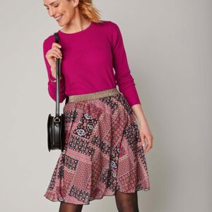 Blancheporte Krátka rozšírená sukňa s patchwork potlačou čierna/terakota 50