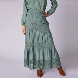 Blancheporte Dlhá sukňa s macramé zelenkastá 52