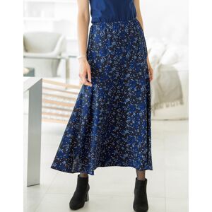 Blancheporte Krepová dlhá sukňa s potlačou čierna/modrá 40
