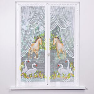 Blancheporte Vitrážové záclonky, kôň a labute, 2 ks farebný potlač 60x220cm