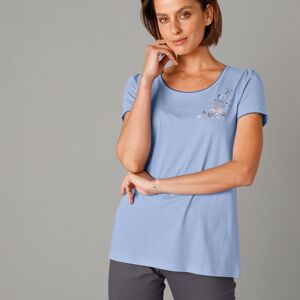 Blancheporte Pyžamové tričko s krátkymi rukávmi a stredovou potlačou kvetín modrá 52