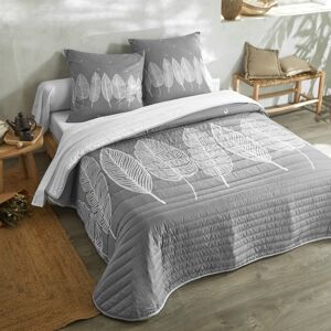 Blancheporte Prešívaná prikrývka na posteľ s potlačou listov sivá prehoz 180x250cm