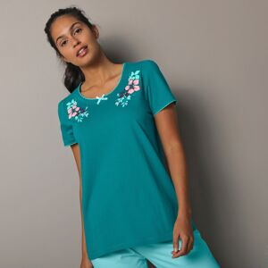 Blancheporte Pyžamové tričko s krátkymi rukávmi a potlačou pod výstrihom smaragdová 50