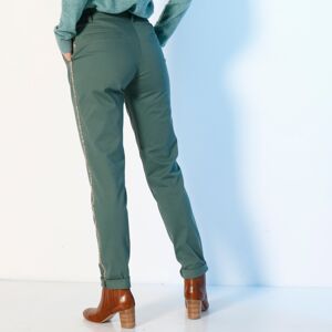 Blancheporte Chino nohavice, trblietavé lampasy zelená jedľová 42
