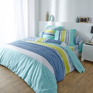 Blancheporte Detská posteľná bielizeň Akvarel, bavlna, potlač kvietkov modrá obliečka na vankúš 63x63cm+lem