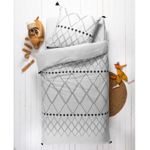 Blancheporte Detská posteľná bielizeň Massai, bavlna, potlač s grafickým vzorom zakončená str sivá obliečka na prikrývku140x200cm