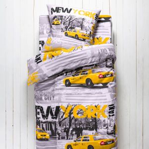 Blancheporte Detská posteľná bielizeň Drive, polycoton, potlač NY taxi sivá obliečka na prikrývku140x200cm