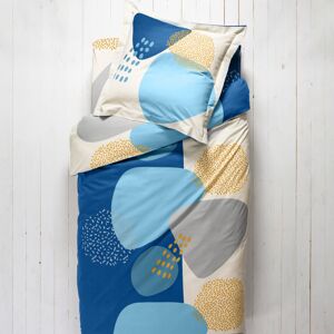 Blancheporte Detská posteľná bielizeň Oscar, bavlna, potlač s grafickým vzorom modrá napínacia plachta 90x190cm